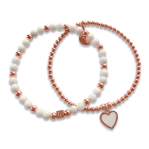 Melody Rose Gold White Heart 2 Stack