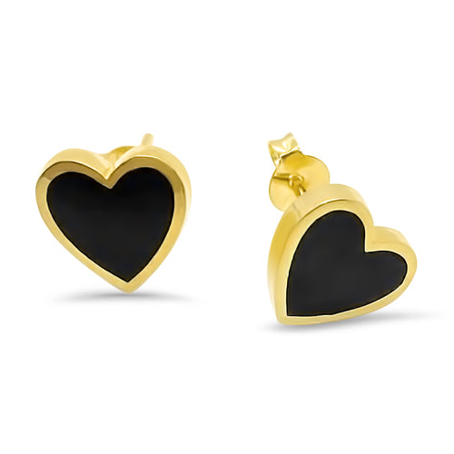 Melody Gold & Black Heart Earrings