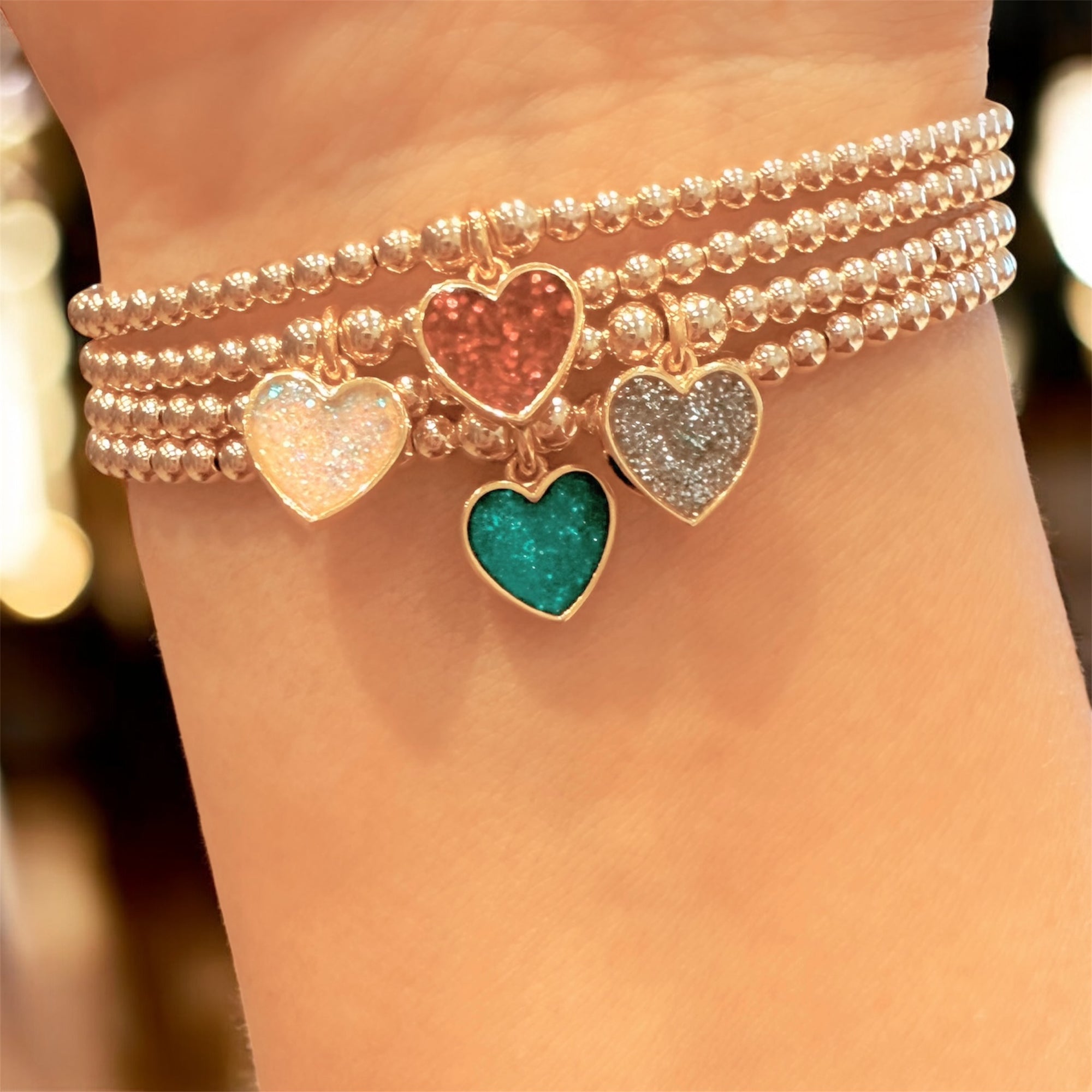Melody White Glitter Heart