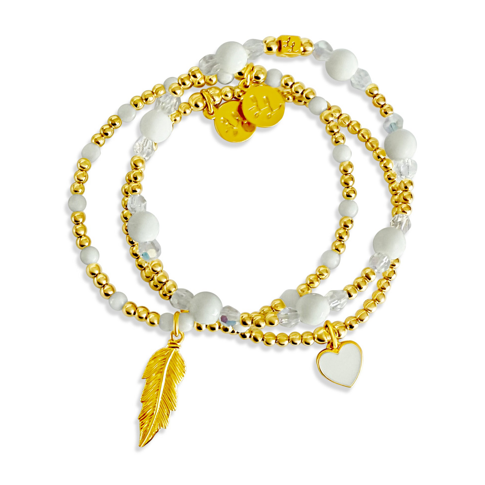 Coral's Gold & White 3 Stack