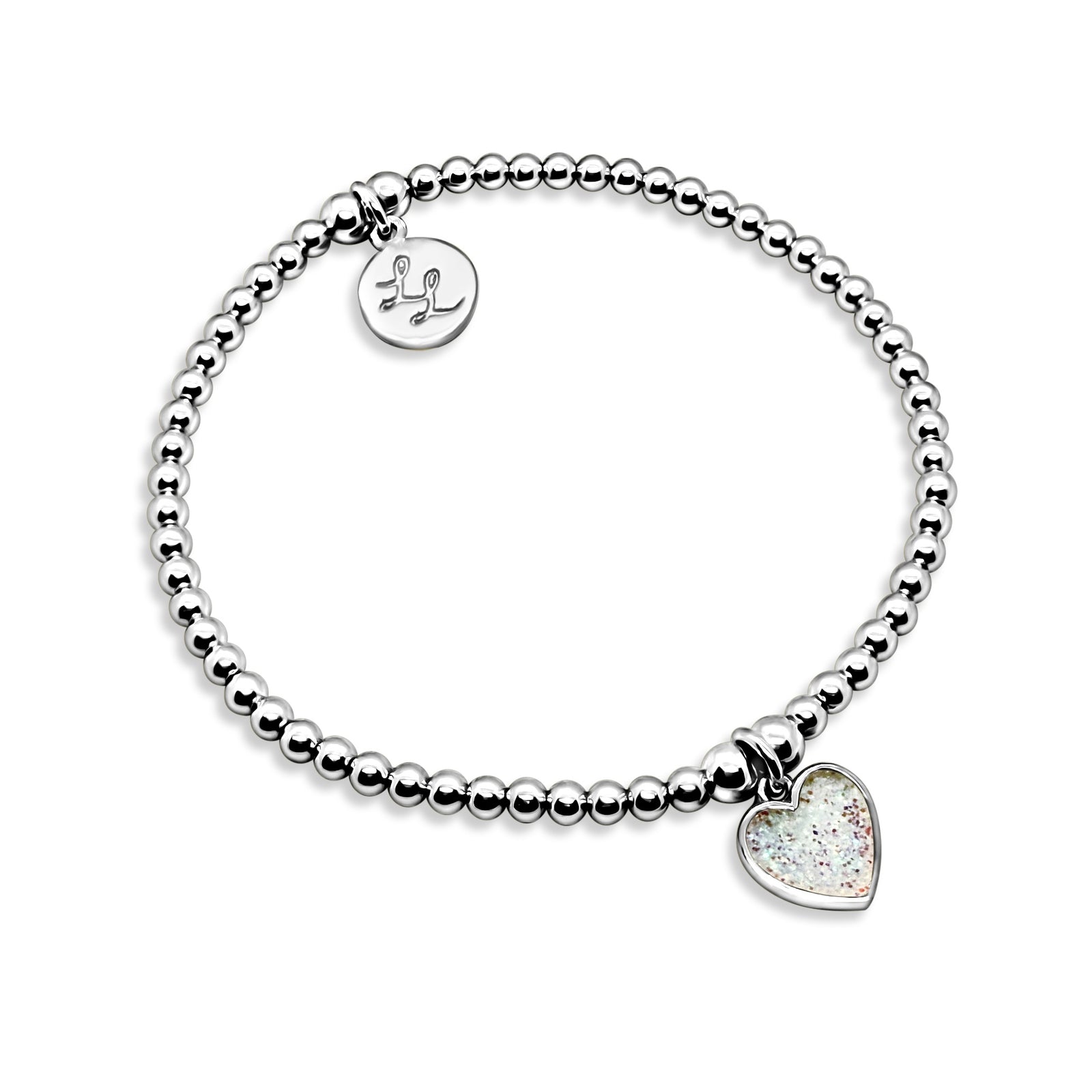 Melody White Glitter Heart