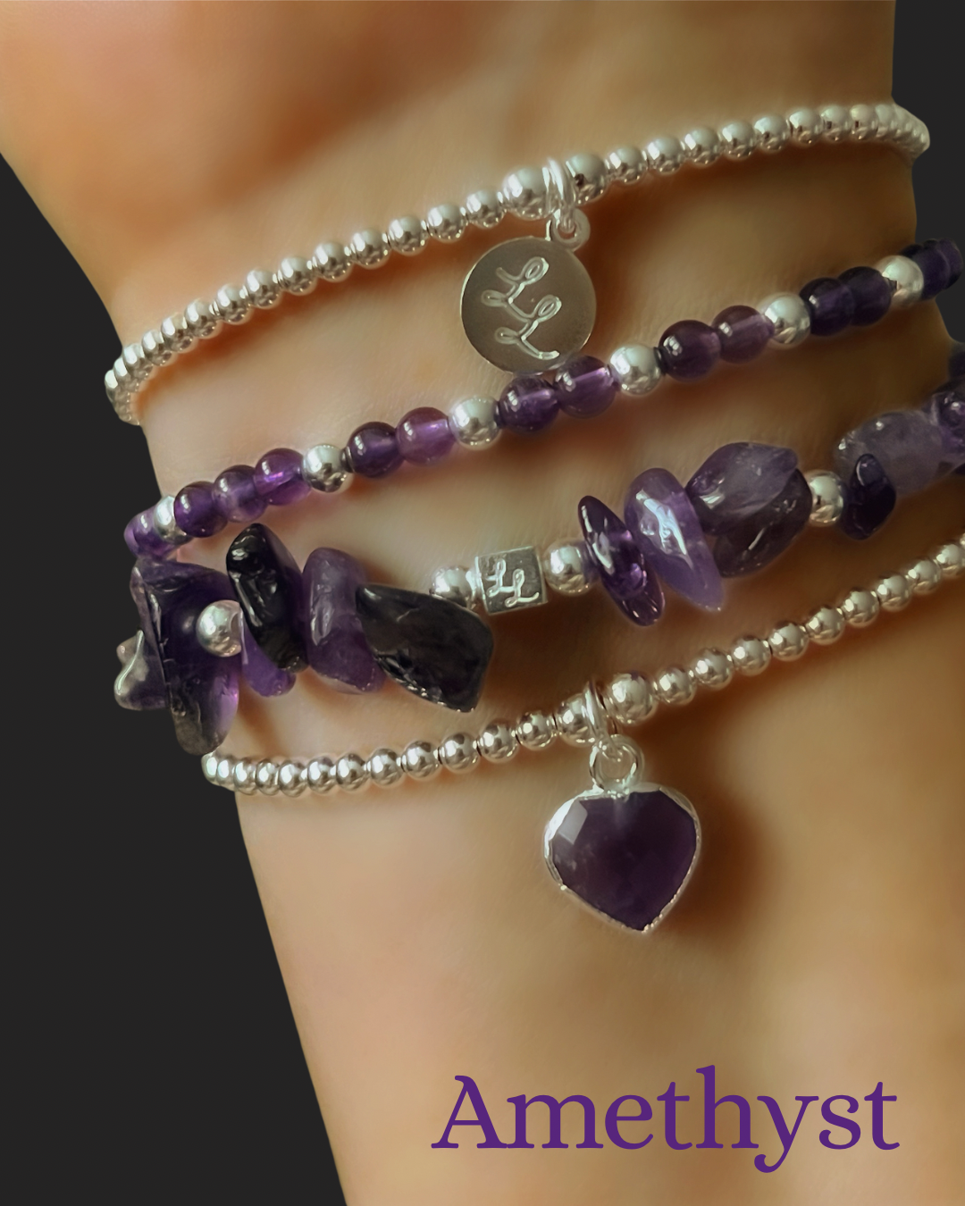 Palomas Amethyst Heart 2 Stack