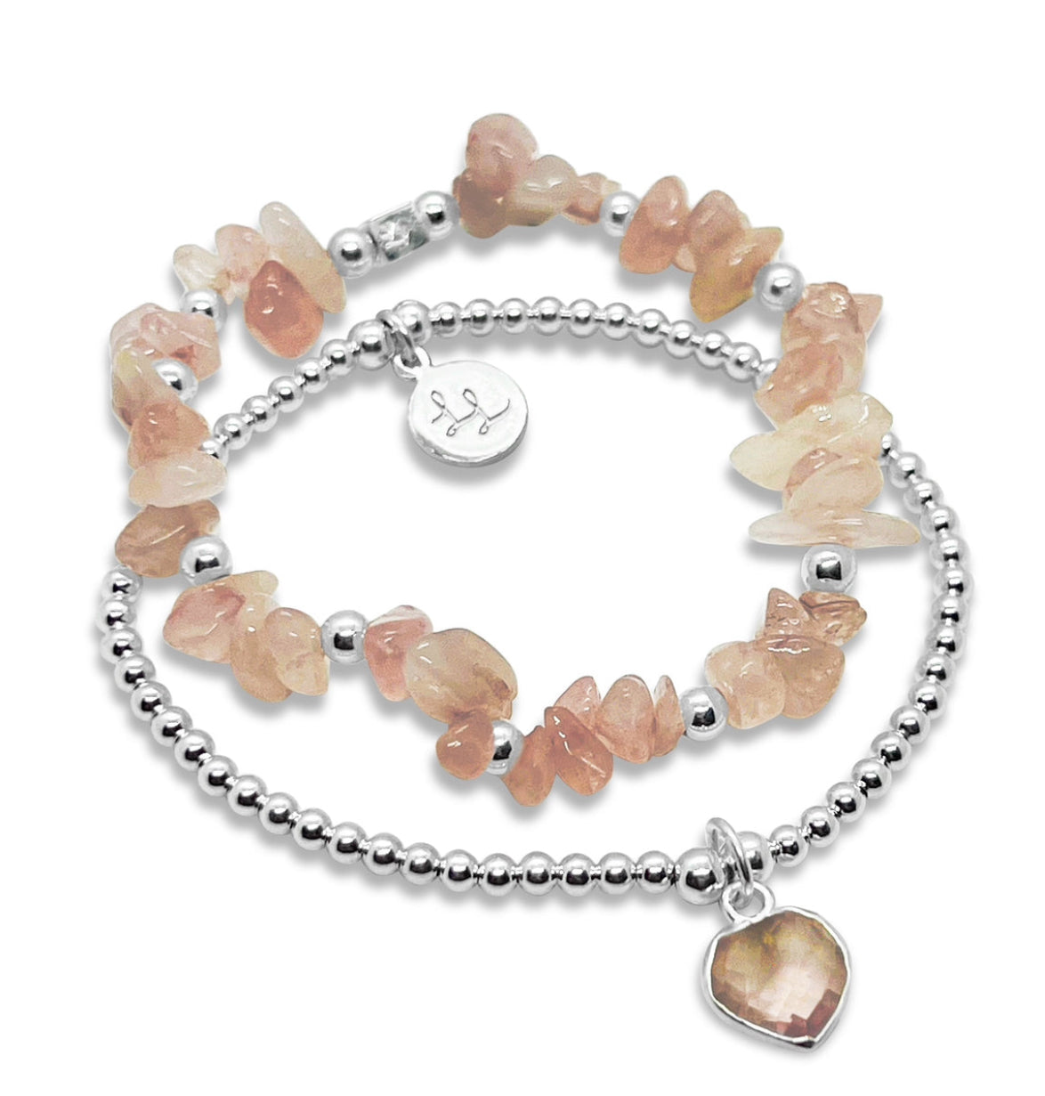 Palomas Rose Quartz Heart 2 Stack