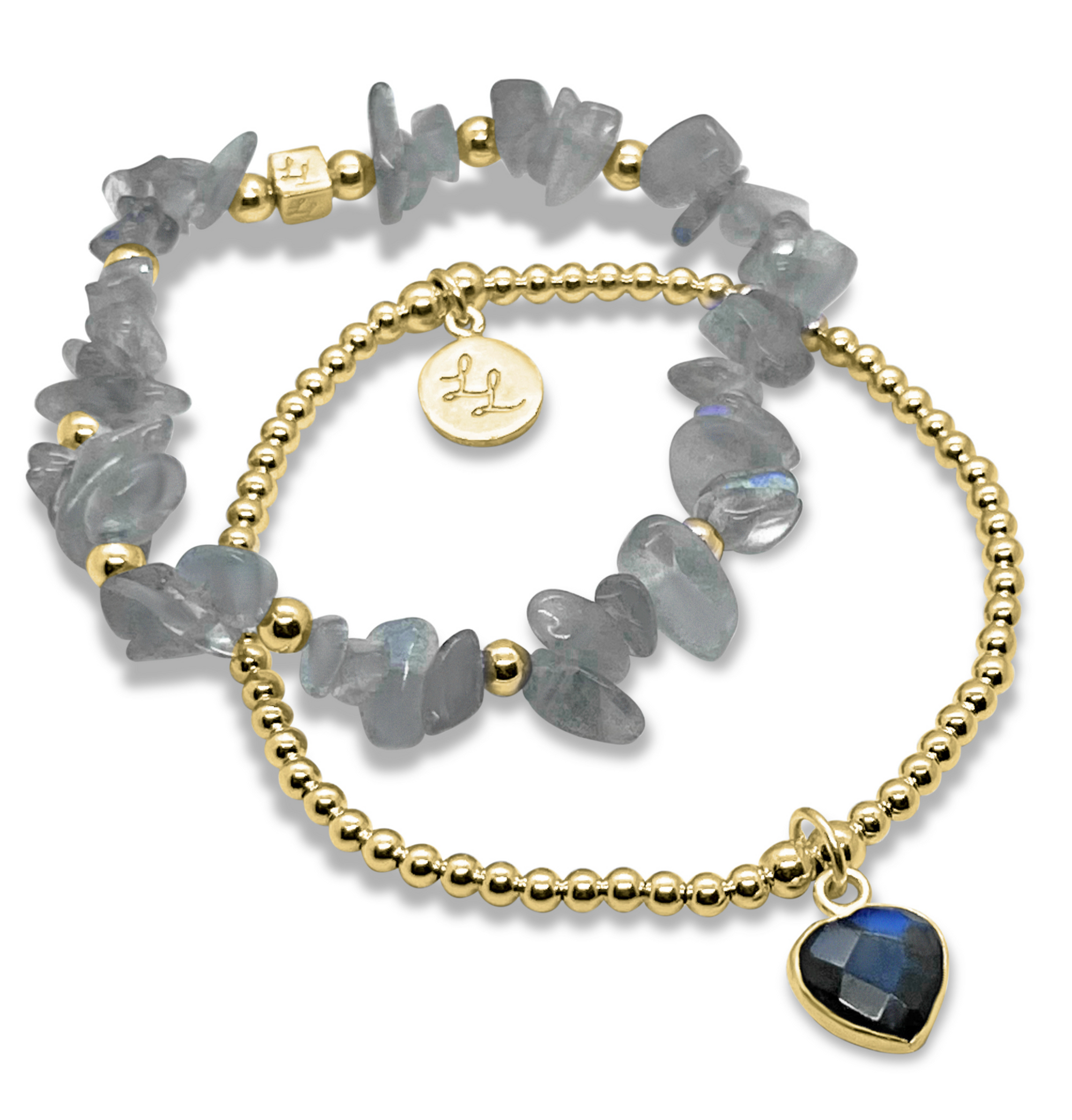 Palomas Gold Labradorite Heart 2 Stack