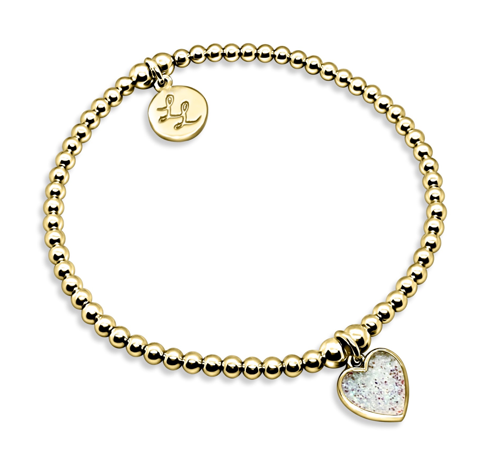 Melody White Glitter Heart