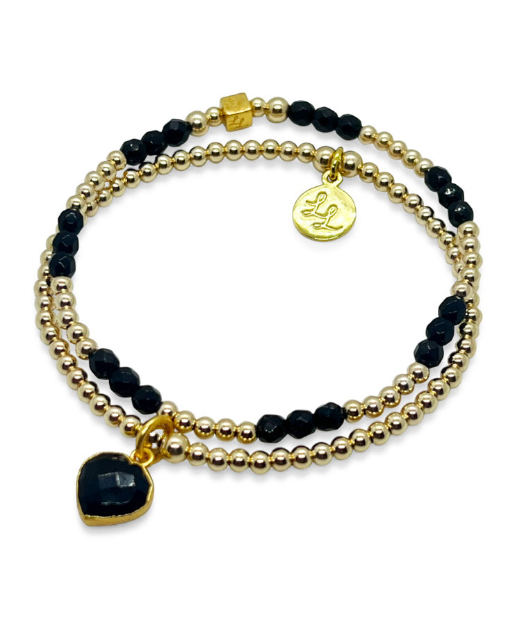 Gigi Gold And Black Onyx Heart