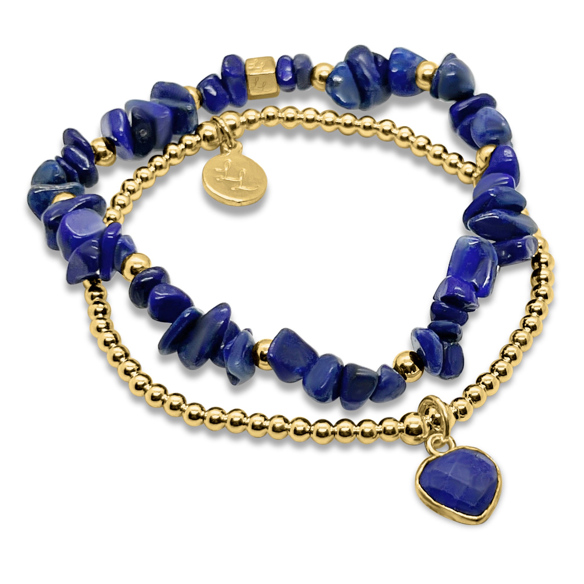 Palomas Gold Lapis Heart 2 Stack