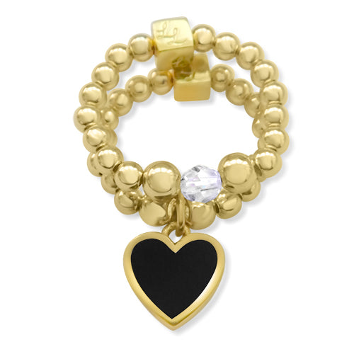 Black Melody Heart Stacking Ring