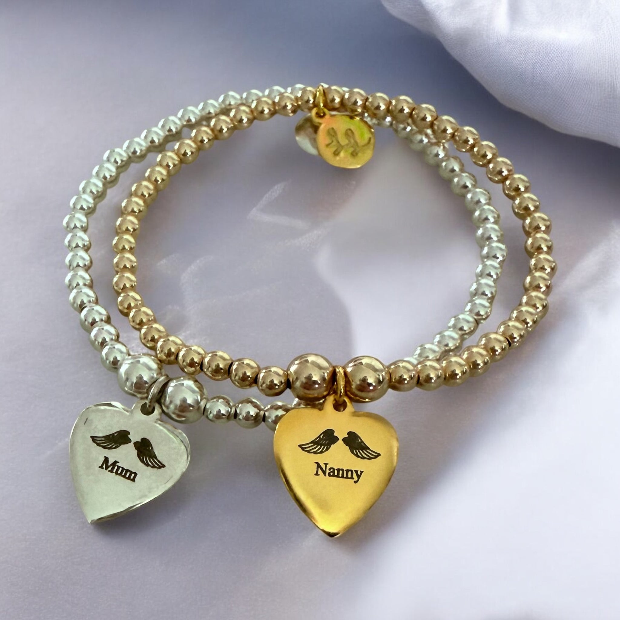 Personalised Angel Wing Heart Bracelet