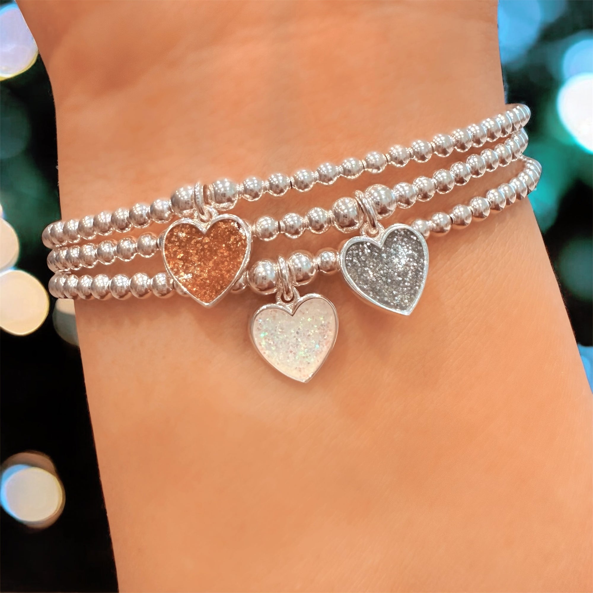 Melody White Glitter Heart