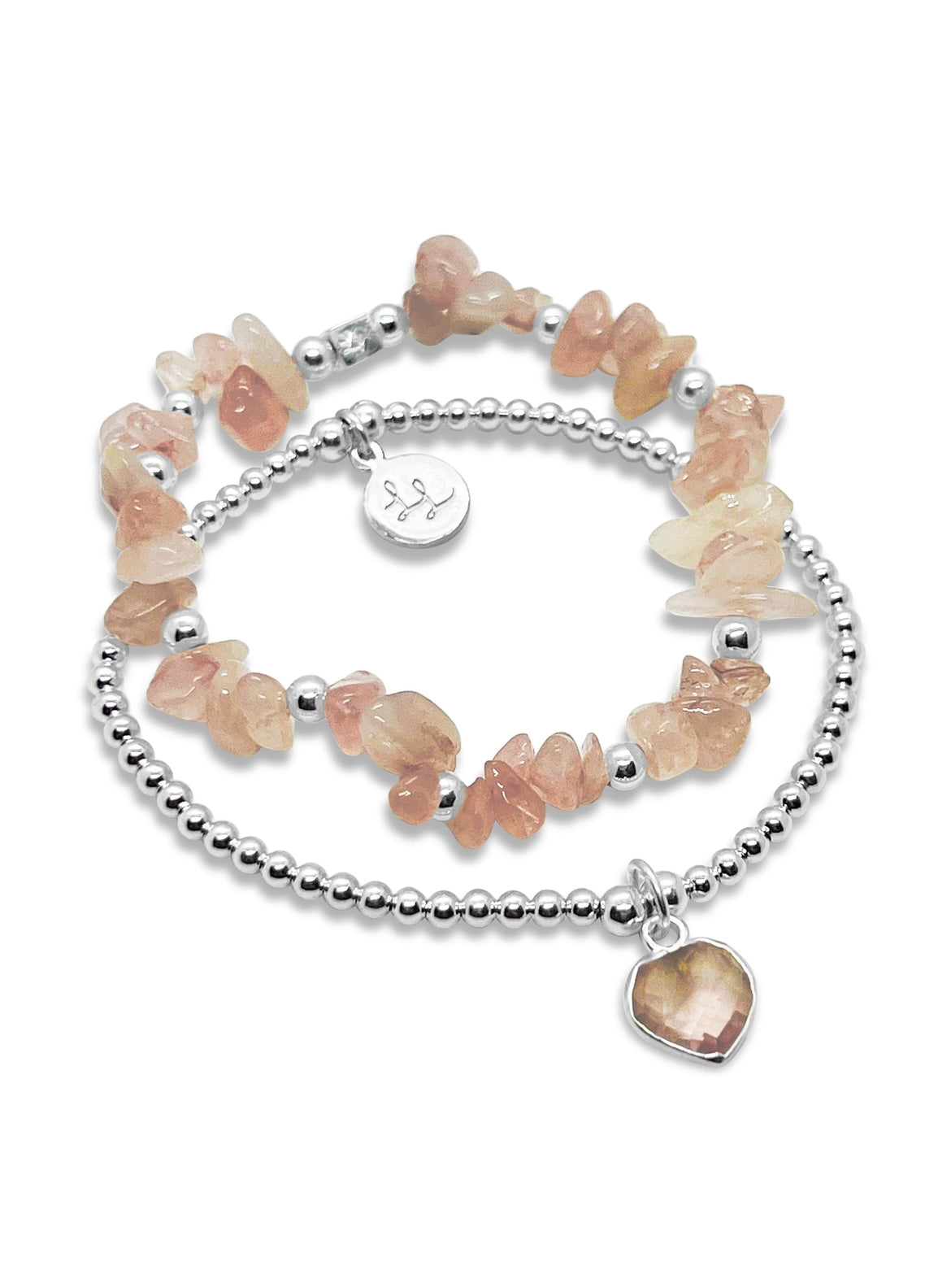 Palomas Rose Quartz Heart 2 Stack