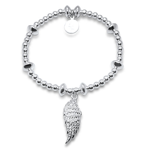 Outlet- Twin angel wings mesh chain bracelet, silver and rose gold – Orli  Jewellery