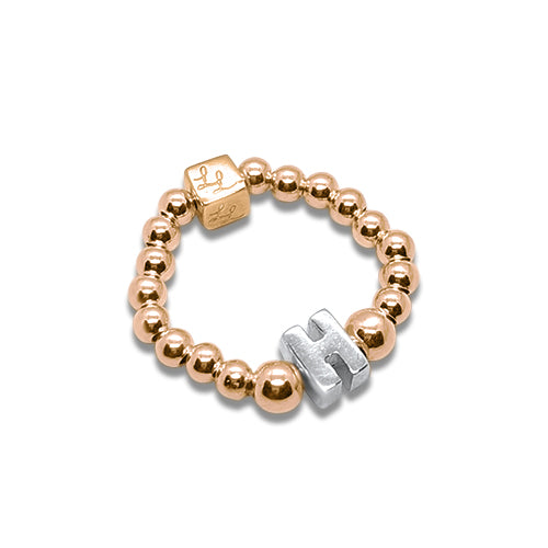 Silver & Rose Gold Alphabet Ring