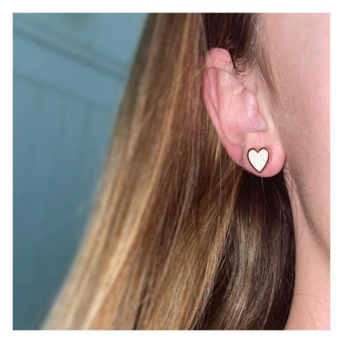 Melody Rose Gold & White Heart Earrings