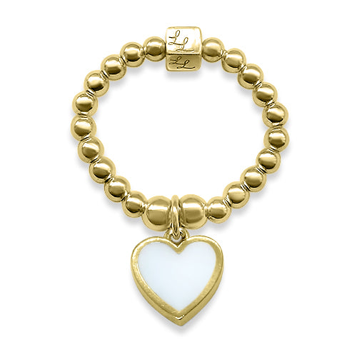 Gold & White Heart Stacking Ring