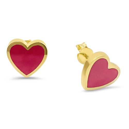 Melody Gold & Red Heart Earrings