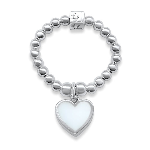 White Heart Stacking Ring